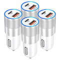 USB C Car Charger 4-Pack OKRAY 2-Port 36W Fast Charging PD/QC3.0 USB-C+USB-A Fast Car Chargers Type C Cigarette Lighter Power Adapter Compatible for iPhone 15/14/13/12 Pro Max Samsung Galaxy S24 S23